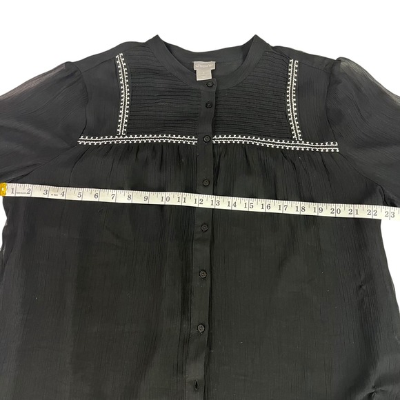 Chico's Blouse Womens‎ 3(XL) Black Sheer Embroidered Chiffon Top - Picture 7 of 9